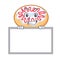 Grinning with board jelly donut character cartoon