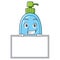 Grinning with board liquid soap character cartoon