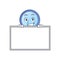 Grinning with board magnifying glass character cartoon