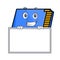 Grinning with board memory card character cartoon