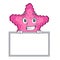 Grinning with board pink starfish isolated with the cartoon