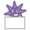 Grinning with board purple starfish isolated with the mascot