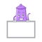 Grinning board purple teapot character cartoon