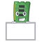 Grinning with board RAM memory card isolated in cartoon