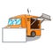 Grinning with board rendering cartoon of food truck shape