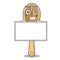 Grinning with board wooden fork character cartoon