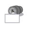 Grinning with board zoom lens mascot isolated with character