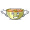 Grinning Cartoon lentil soup ready to served