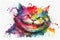 Grinning Cheshire cat watercolor