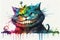 Grinning Cheshire cat watercolor