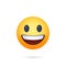 Grinning face with big eyes. Facebook emoji with shadow on a white background