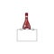 Grinning face red bottle wine cartoon character style hides behind a board