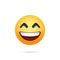 Grinning face with smiling eyes. Facebook emoji with shadow on a white background