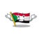 Grinning flag sudan with mascot funny cartoon