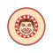 Grinning Funny Face Mascot Circle Retro