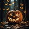 A Grinning Jack-o\\\'-Lantern Pumpkin Welcomes Halloween.