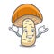 Grinning orange cap boletus mushroom character cartoon