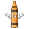 Grinning orange crayon isolated in the character