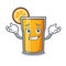 Grinning orange juice character cartoon