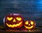 Grinning pumpkin lantern or jack-o\'-lantern is one of the symbol