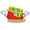 Grinning santa claus sleigh in shape cartoon