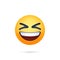 Grinning squinting face. Facebook emoji with shadow on a white background