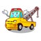 Grinning truck tow the vehicle with mascot