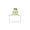 Grinning white radish cartoon character style hides behind a board