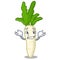 Grinning white radish isolated with the mascot