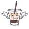 Grinning white russian character cartoon