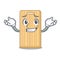 Grinning wooden cutting board character cartoon