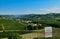 Grinzane Cavour, Piedmont, Italy. July 2018. At the foot of the castle all around heavenly views of the vineyards