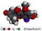 Griseofulvin molecule. It is antifungal antibiotic, used for treatment of fungal infections. Molecular model