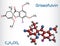 Griseofulvin molecule. It is antifungal antibiotic, used for treatment of fungal infections. Structural chemical formula, molecule