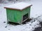 Grit container in winter with snow