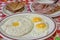 Grits eggs and ham breakfast