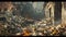 Gritty City Scene of Garbage and Debris in Cinematic Lighting