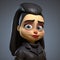 Gritty Elegance: 3d Cartoon Character Lisa Lisa With Black Hair