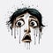 Gritty Horror Comics Vector Illustration Of Young Girl Crying Tears