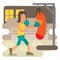 Gritty woman in boxing training