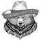 Grizzly bear Big wild bear Wild animal wearing sombrero Mexico Fiesta Mexican party illustration Wild west