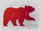 Grizzly bear in geometric Paper cut bearish trend, technology trading for stock market, vector art and illustration