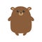 Grizzly brown bear. Cute cartoon funny kawaii character. Forest baby animal collection. White background. . Flat design.