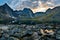 Grizzly Lake in the Tombstone Territorial Park during the sunset in Canada