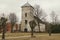 Grobina town lutheran church in spring day, Latvia