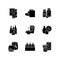 Groceries black glyph icons set on white space