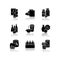 Groceries drop shadow black glyph icons set