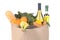 Grocery Bag Vegetables and Fruit and Wine