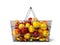 Grocery basket with fruits concept of fresh food sale 3d render on white