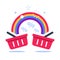 Grocery basket with rainbow, best deal, special offer, food delivery